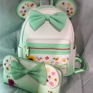 Loungefly Pressed Flower Disney Backpack & Wallet